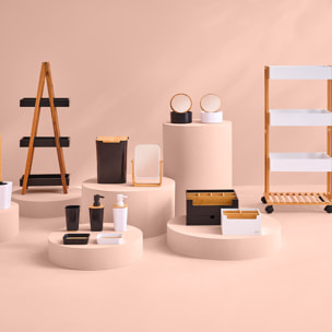 Poubelle à couvercle bambou 5L Noir Naturéo