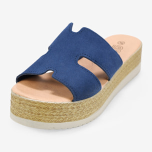 Sandalias de piel azules con plataforma