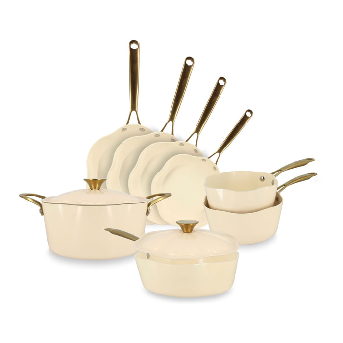 Batterie de cuisine en aluminium recyclé en forme de fleurs DAHLIA