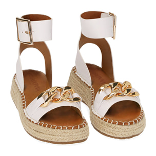Sandalias con maxi cadena blancas, plataforma de 4,5 cm