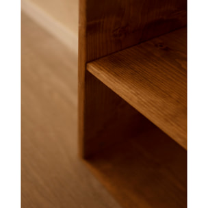 Estanteria de madera maciza en tono roble oscuro con 4 estantes Alto: 182 Largo: 40 Ancho: 20