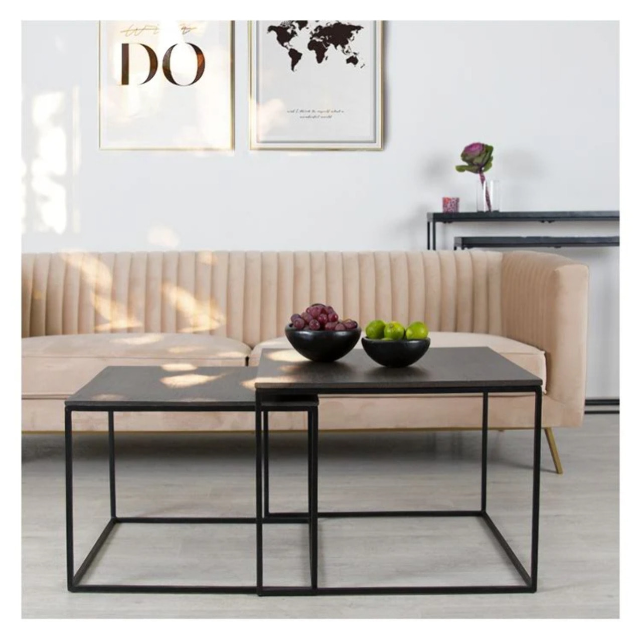 Canapé 3 places en velours beige - Gatsby