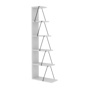 Libreria Dpallanc, Scaffale da ufficio, Mobile portalibri, Biblioteca, 50x22h150 cm, Bianco e Nero