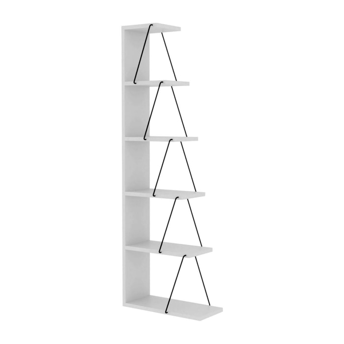 Libreria Dpallanc, Scaffale da ufficio, Mobile portalibri, Biblioteca, 50x22h150 cm, Bianco e Nero