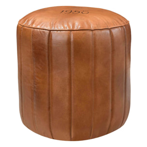 Pouf rond en cuir marron D42 cm - Bally
