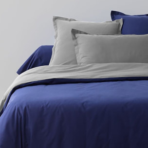 Parure Housse De Couette Bicolore 3pcs 100% coton 57fils Gfonce/bleumarine