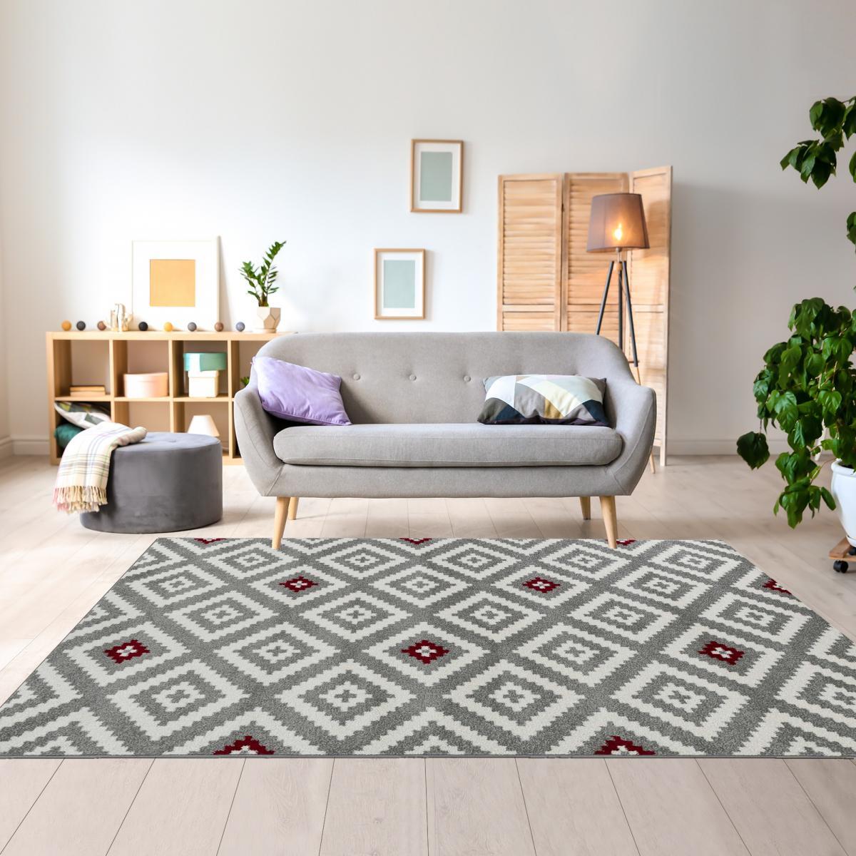 Tapis salon et chambre tissé motif géométrique DILU