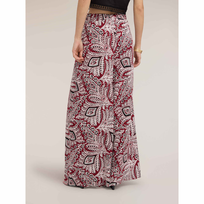 Motivi - Pantaloni palazzo con stampa - Bordeaux