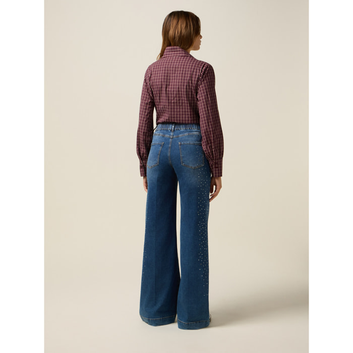 Oltre - Camisa de algodón con lazo y gemelos - Burgundy