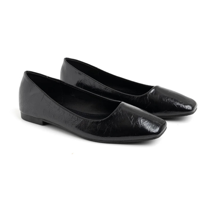 Ballerina con punta squadrata - NERO