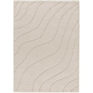 MOLIER Alfombra shaggy con formas abstractas en blanco, varias medidas disponibles.