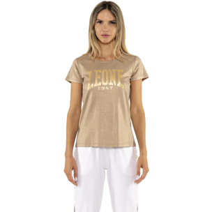 T-shirt in lurex da donna Leone Chic Gold