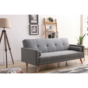 Canapé convertible 3 places en tissu gris VANSO
