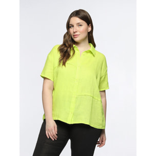 Fiorella Rubino - Camicia boxy in lino e cotone - Giallo