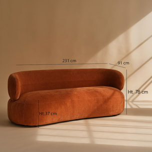 Canapé en velours texturé terracotta 2 places GLOVE