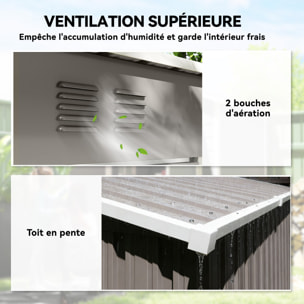 Abri de jardin 1,37 m² - cabanon porte verrouillable - tôle d'acier ondulé gris blanc
