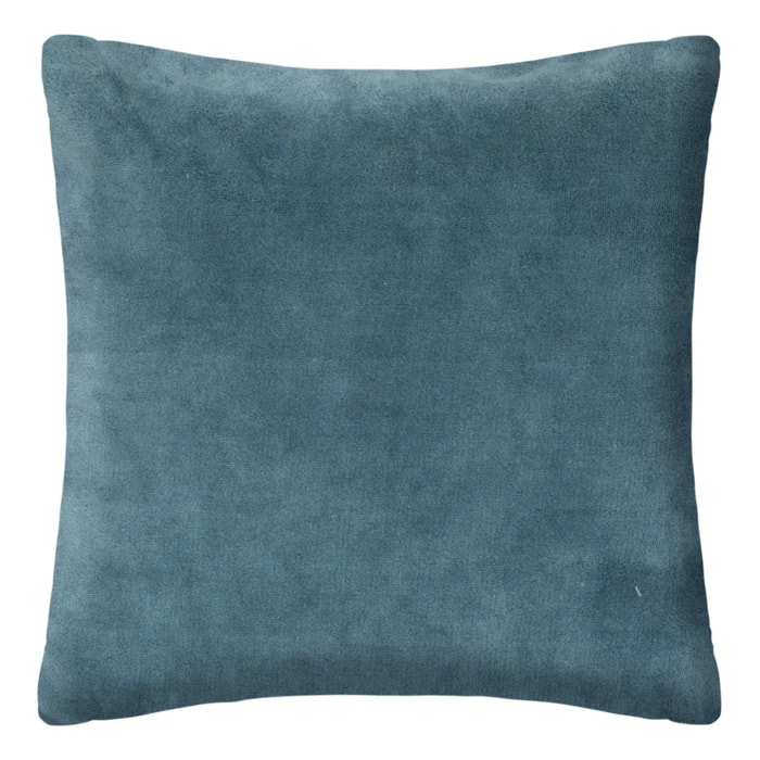 Coussin fourrure bouclé bleu orage - 45x45 cm