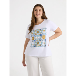 Fiorella Rubino - Camiseta con estampado de mayólica - Blanco