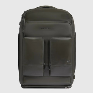 Piquadro Borsone da viaggio in pelle portabile a zaino con vano porta scarpe e cinghia sternale