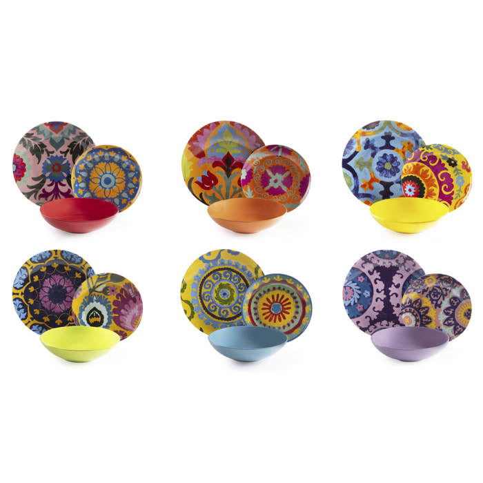 Servizio piatti 18 pezzi Excelsa – New Delhi, Porcellana Multicolore