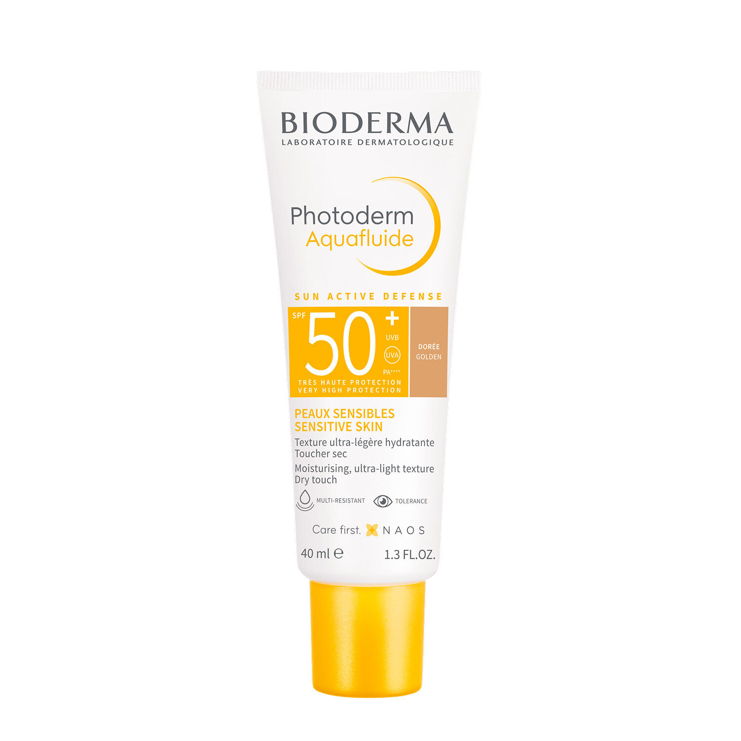 Photoderm Aquafluide - Fluide Ultra-Légère Hydratante Doré - Peaux Sensibles - SPF50+ 40 ml