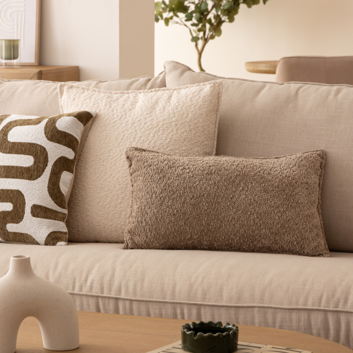 Coussin bouclette Soana beige lin 30x50cm
