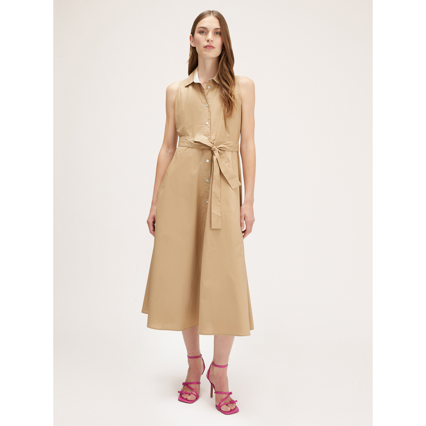 Motivi - Vestido camisero de popelina - Beige