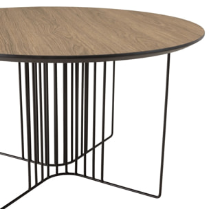 JULIA - Table basse biseautée 70x70cm mocha pieds graphiques métal noir