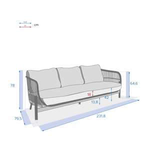 Canapé de jardin "Deona" 3 places en acacia