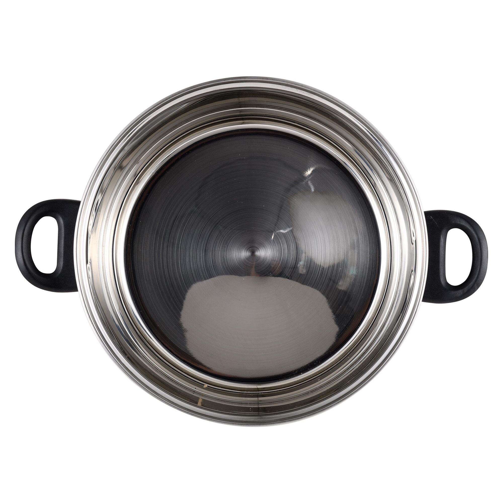 juego de batería de cocina de 8 piezas en acero inoxidable con bases de inducción y mangos ergonómicos