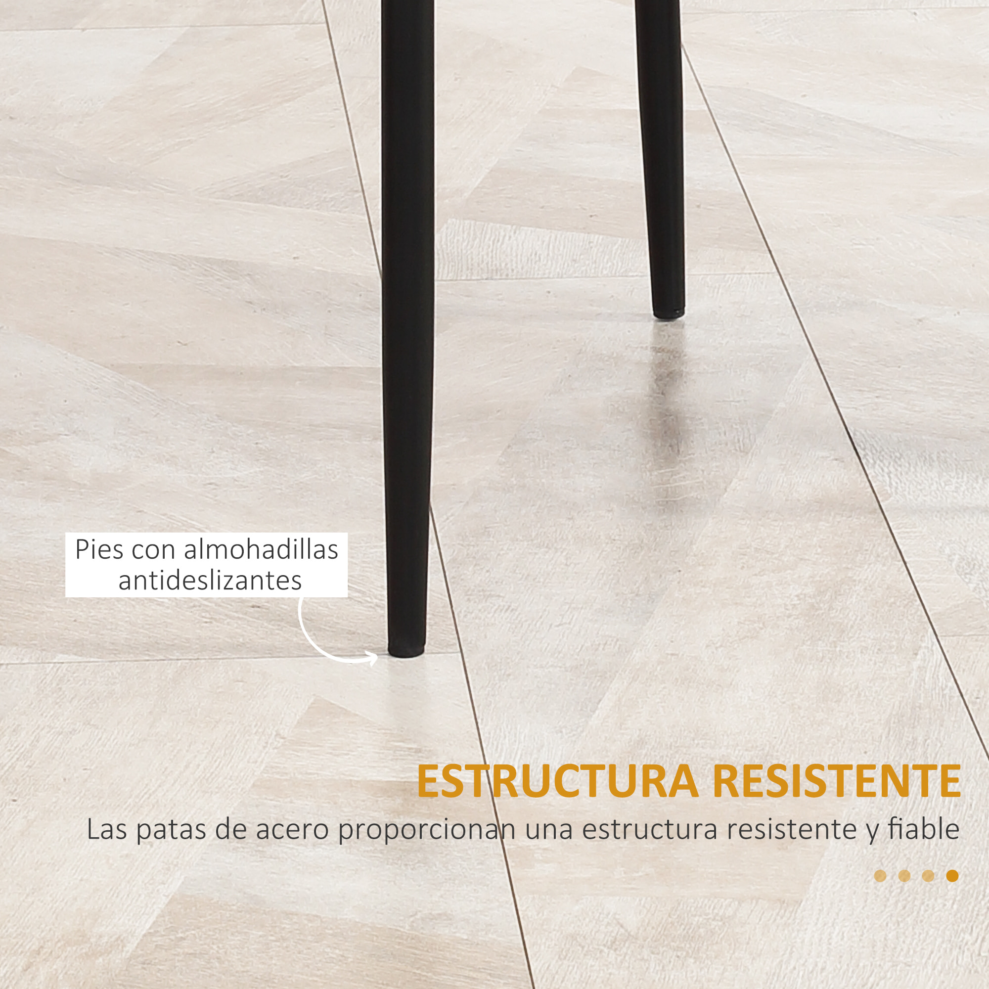 Juego de 4 Sillas de Comedor Nórdicas Sillas de Cocina Tapizadas de Piel Sintética con Patas de Acero Carga 120 kg para Salón 41x50x97 cm Negro