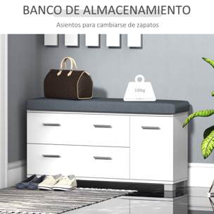 Conjunto de Recibidor de Entrada con Espejo Perchero y Zapatero Muebles de Entrada con 3 Ganchos Estante y 2 Cajones para Pasillo Blanco