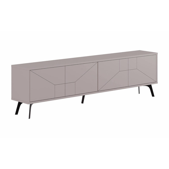 Mobile porta TV OlgadiKiev, Credenza da soggiorno, Armadio basso per TV, Base parete attrezzata, 180x30 h50 cm, Beige