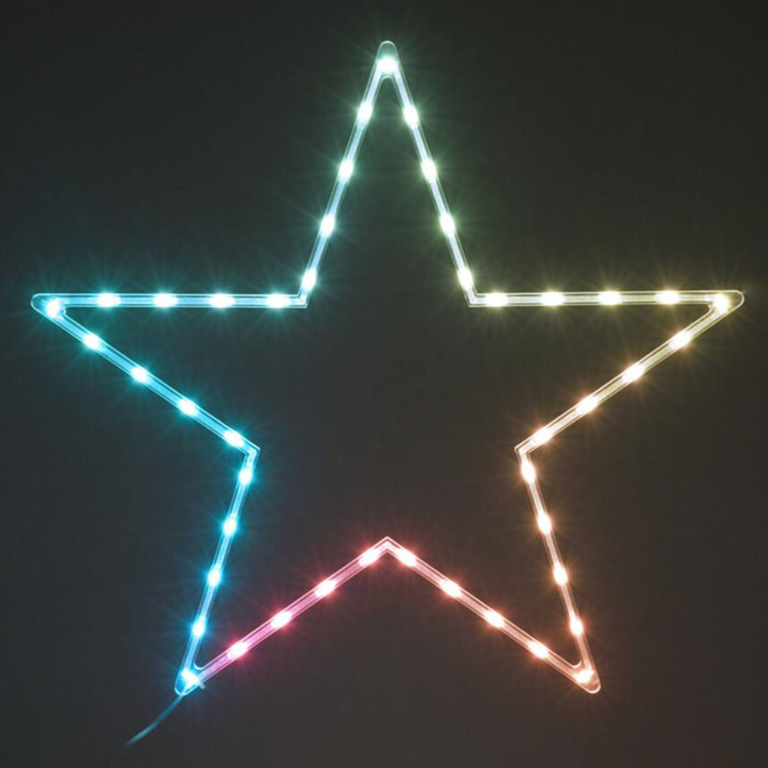 iluminación navideña estrella con 45 luces led rgb con controlador 60x0,6x57cm