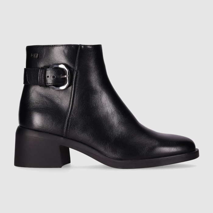Botines de Piel Sintética - Negro - Tacón: 5 cm