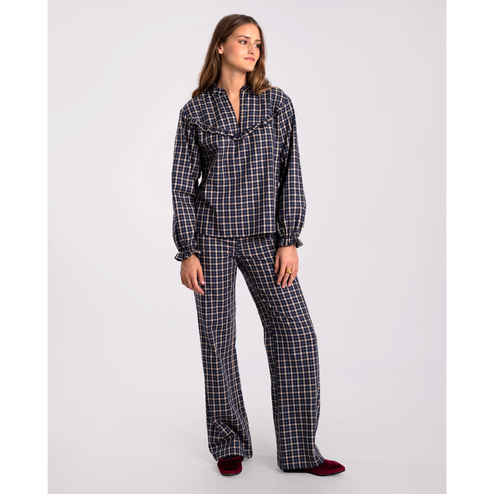 Pantalón recto de cuadros