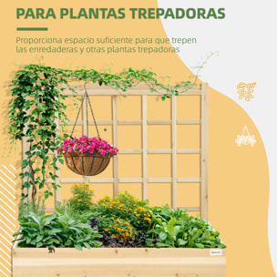 Jardinera de Madera con Enrejado Arriate de Jardín con Celosía Jardinera de Caja para Trepadoras Cultivos Verduras Flores 110x116x120 cm Natural