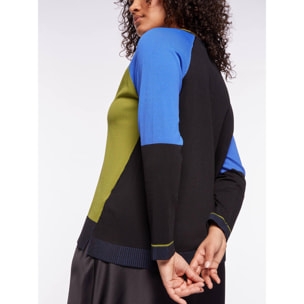 Fiorella Rubino - Maglia colour block con scollo tondo - Bluette