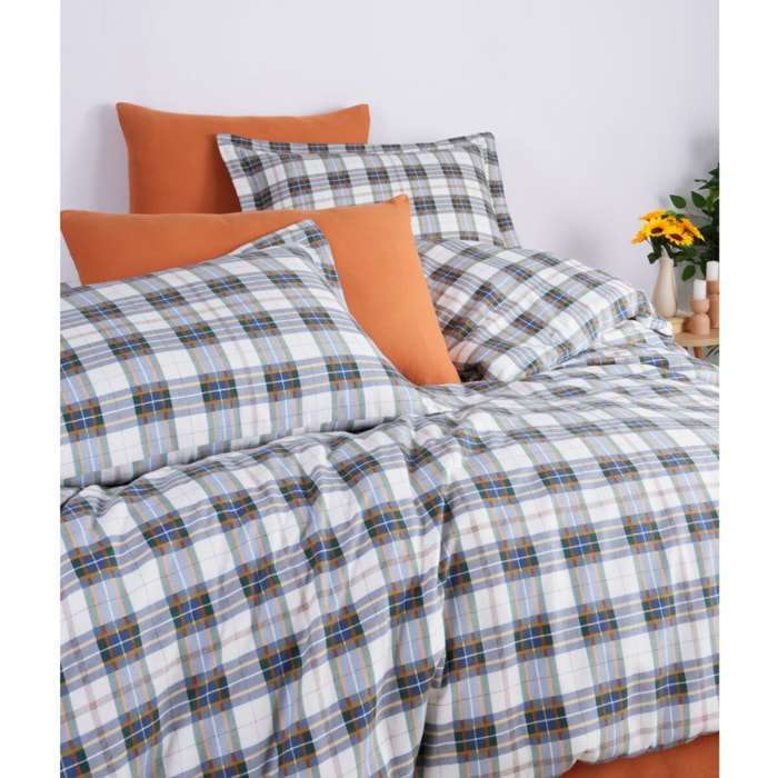 Parure de lit Flanelle de coton imprimé "Cosy vert"