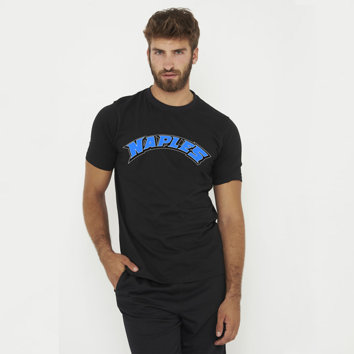 T-shirt in cotone da uomo NAPLES nero azzurro