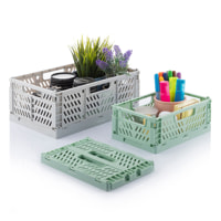 Set di 3 scatole per organizzazione Boxtor, pieghevoli e impilabili - verde e grigio- 23x5x32 cm