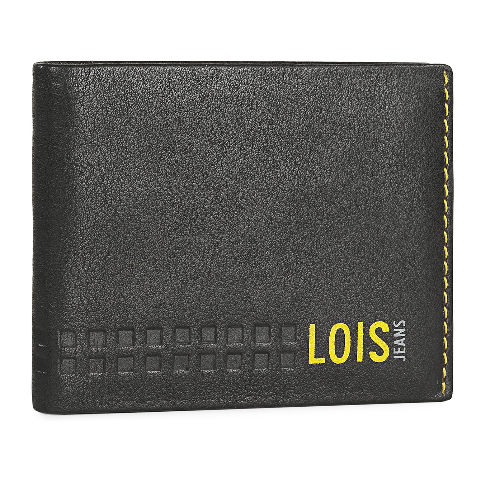 Cartera Hombre Piel Lois Temple Negro-Amarillo
