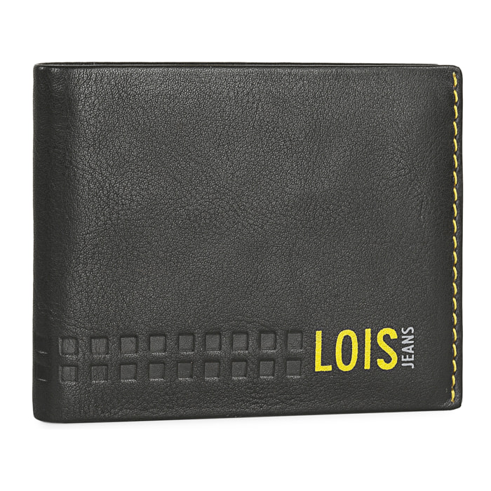 Cartera Hombre Piel Lois Temple Negro-Amarillo
