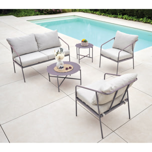 Salon de jardin en acier - 4 places - Anthracite - CAP FERRET