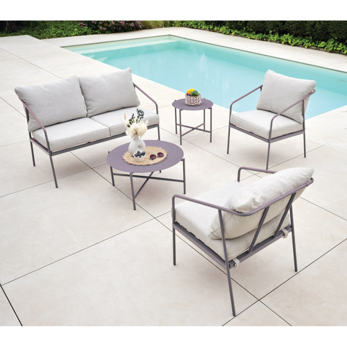 Salon de jardin en acier - 4 places - Anthracite - CAP FERRET