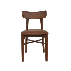 Chaises bois d'hévéa et simili cuir (lot de 2) THÉA