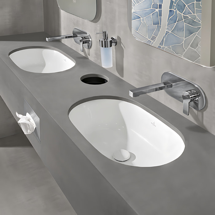 Mitigeur lavabo mural Architectura avec vidage Push Open chrome