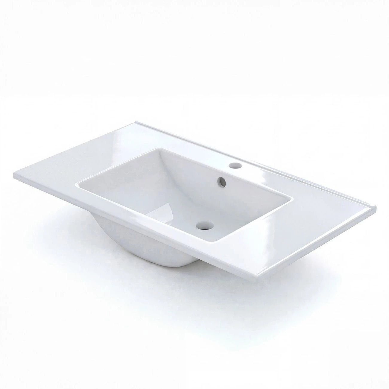 Lavabo cerámico rectangular en blanco 81,5x46 cm Volga Blanco