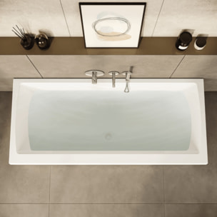 Baignoire rectangulaire Neon 180x80cm + Pare bain droit AURYS Raywall noir mat profilé droite