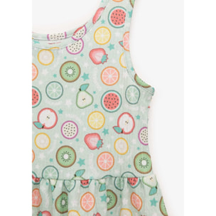 Vestido De Niña Estampado Frutas Menta